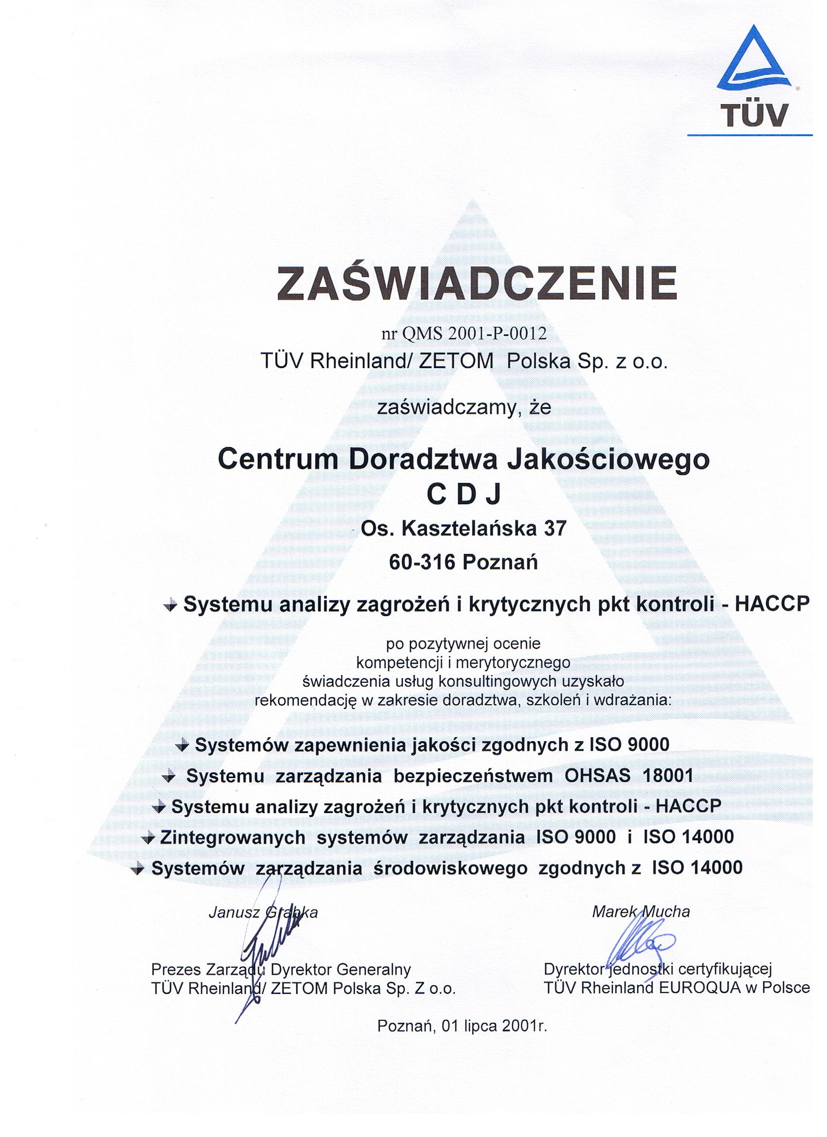 CDJ Danuta Piotrowska, ISO 22 301
